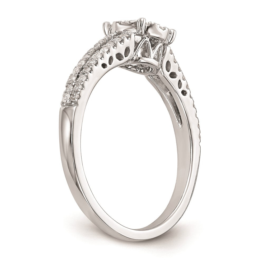 14K White Gold Complete Real Diamond Cluster Engagement Ring