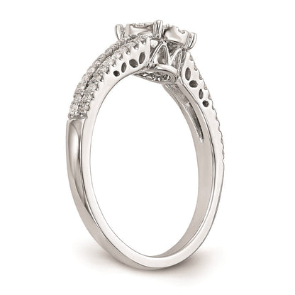 14K White Gold Complete Real Diamond Cluster Engagement Ring
