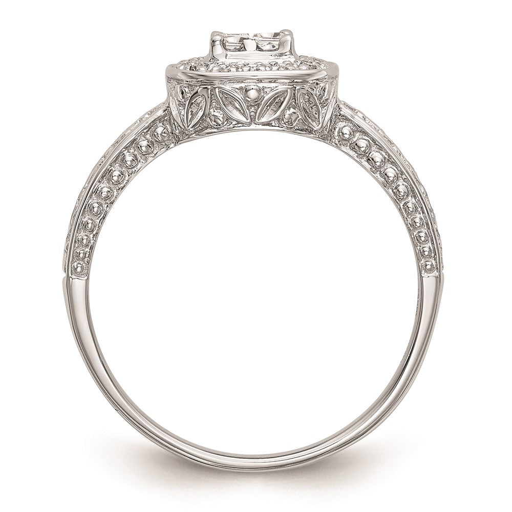 14K White Gold Complete Real Diamond Cluster Engagement Ring