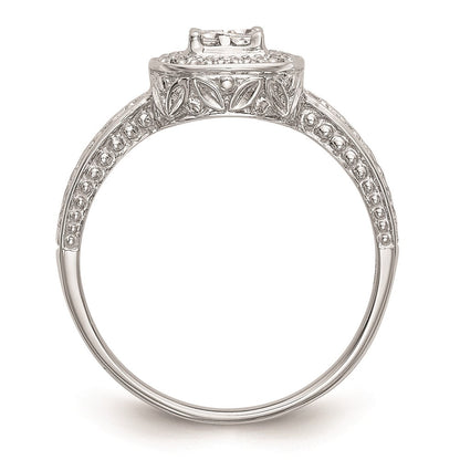14K White Gold Complete Real Diamond Cluster Engagement Ring