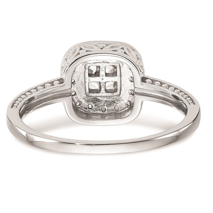14K White Gold Complete Real Diamond Cluster Engagement Ring