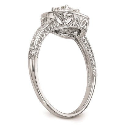 14K White Gold Complete Real Diamond Cluster Engagement Ring