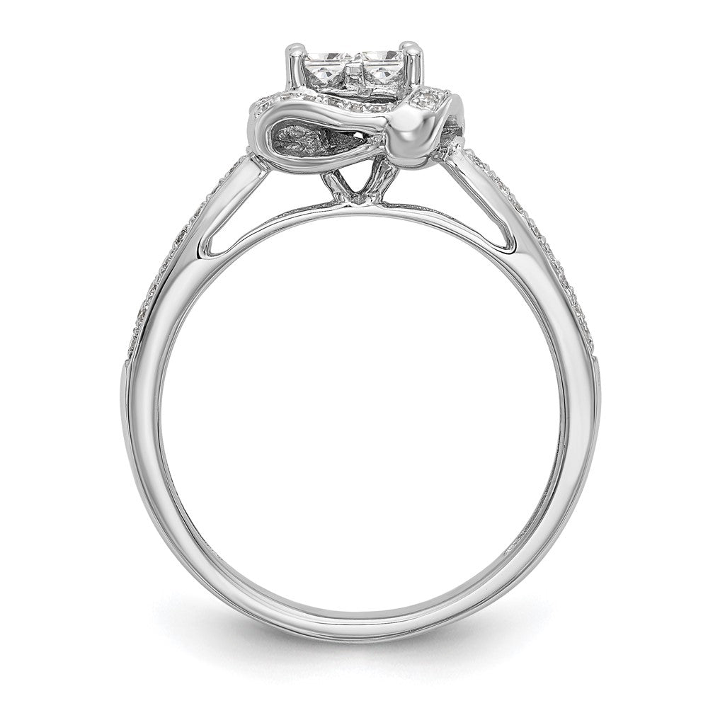 14K White Gold Complete Real Diamond Cluster Engagement Ring