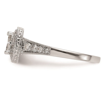 14K White Gold Complete Real Diamond Cluster Engagement Ring