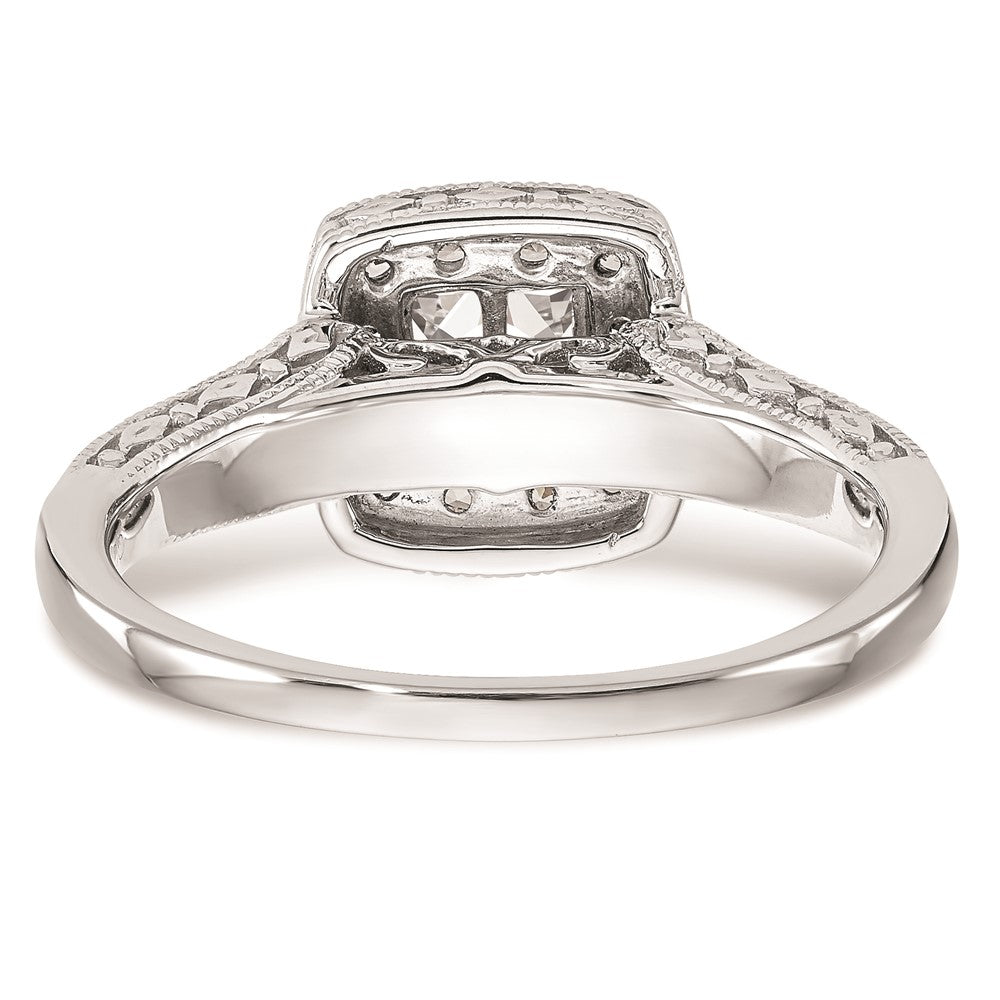 14K White Gold Complete Real Diamond Cluster Engagement Ring