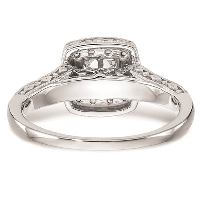 14K White Gold Complete Real Diamond Cluster Engagement Ring