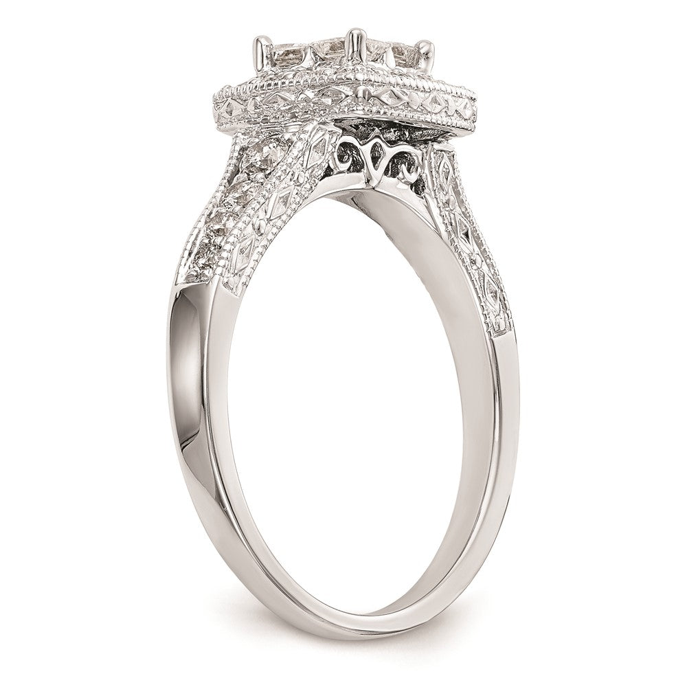 14K White Gold Complete Real Diamond Cluster Engagement Ring