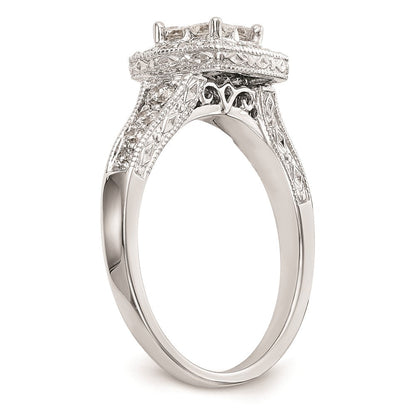 14K White Gold Complete Real Diamond Cluster Engagement Ring