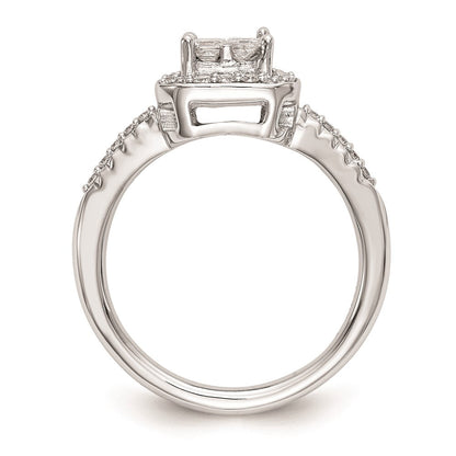 14K White Gold Complete Real Diamond Cluster Engagement Ring