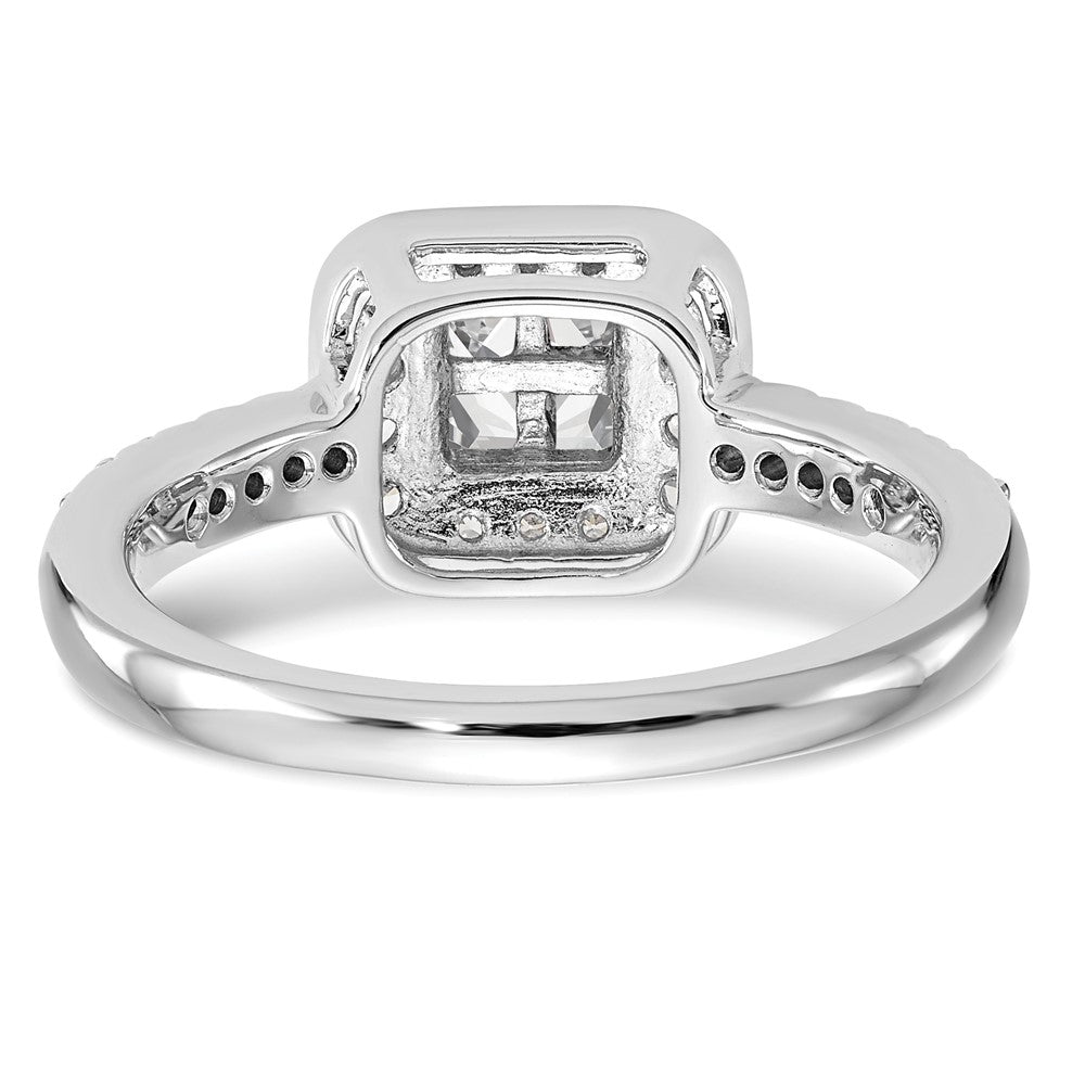 0.60ct. CZ Solid Real 14K White Gold Complete Cluster Engagement Ring