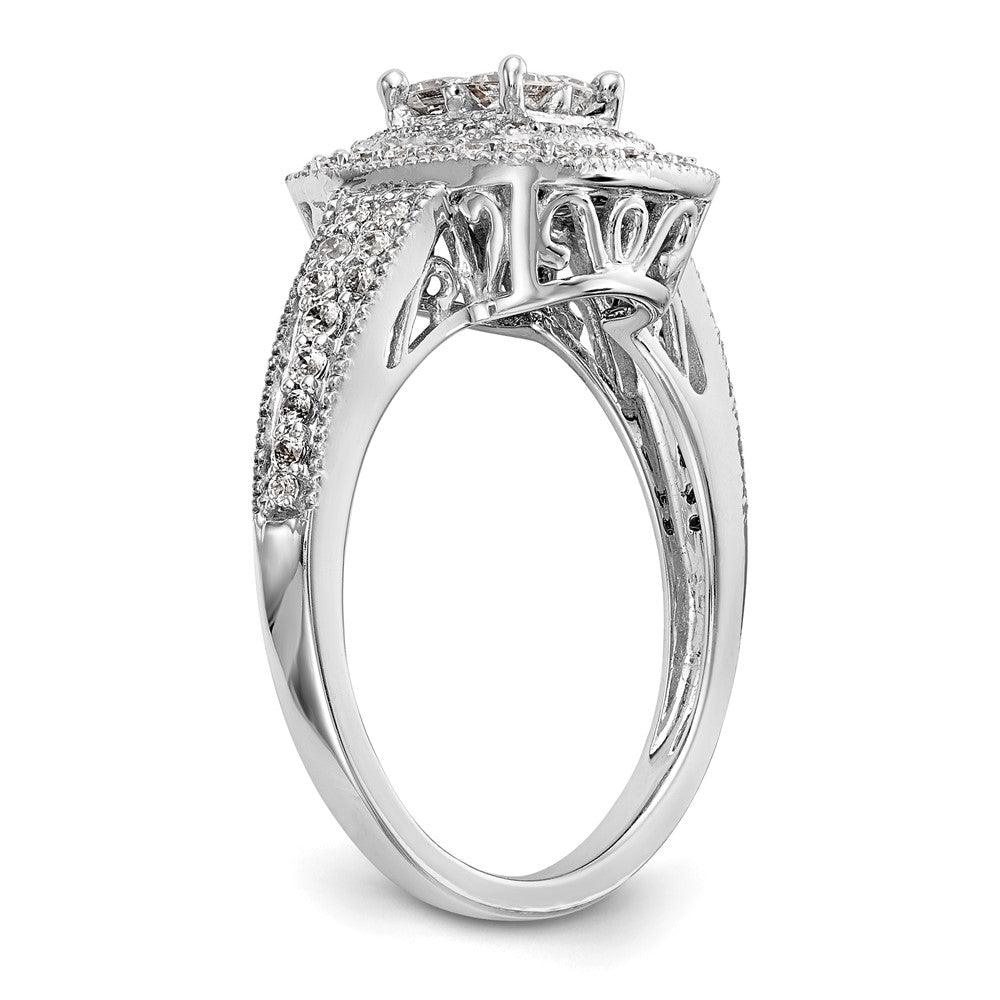 0.68ct. CZ Solid Real 14K White Gold Cluster Complete Engagement Ring