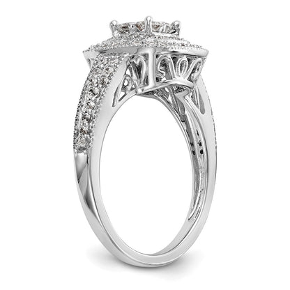 0.68ct. CZ Solid Real 14K White Gold Cluster Complete Engagement Ring