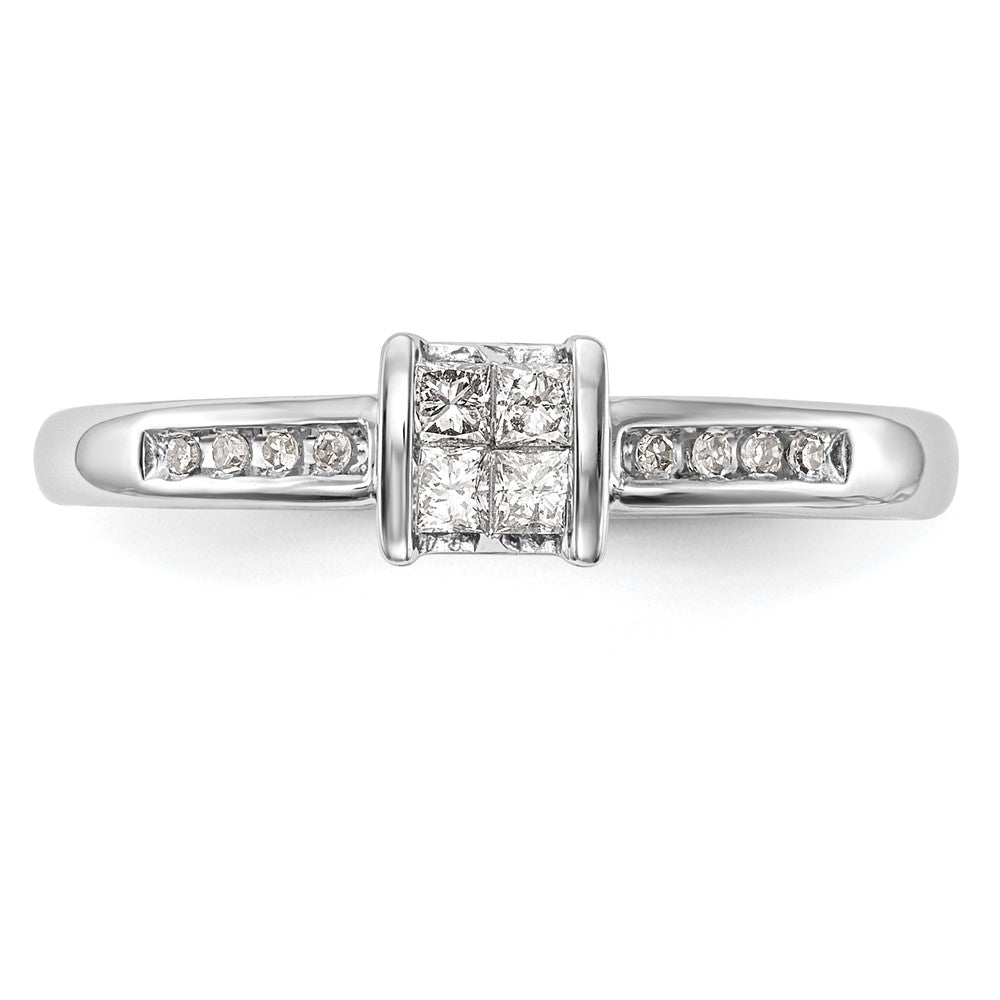 14K White Gold Complete Real Diamond Cluster Engagement Ring