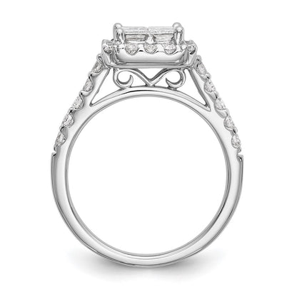 1.50ct. CZ Solid Real 14K White Gold Complete Cluster Engagement Ring
