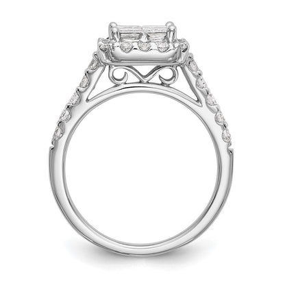 14K White Gold Complete Real Diamond Cluster Engagement Ring