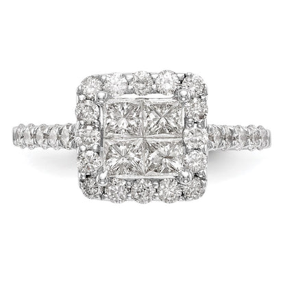 1.50ct. CZ Solid Real 14K White Gold Complete Cluster Engagement Ring