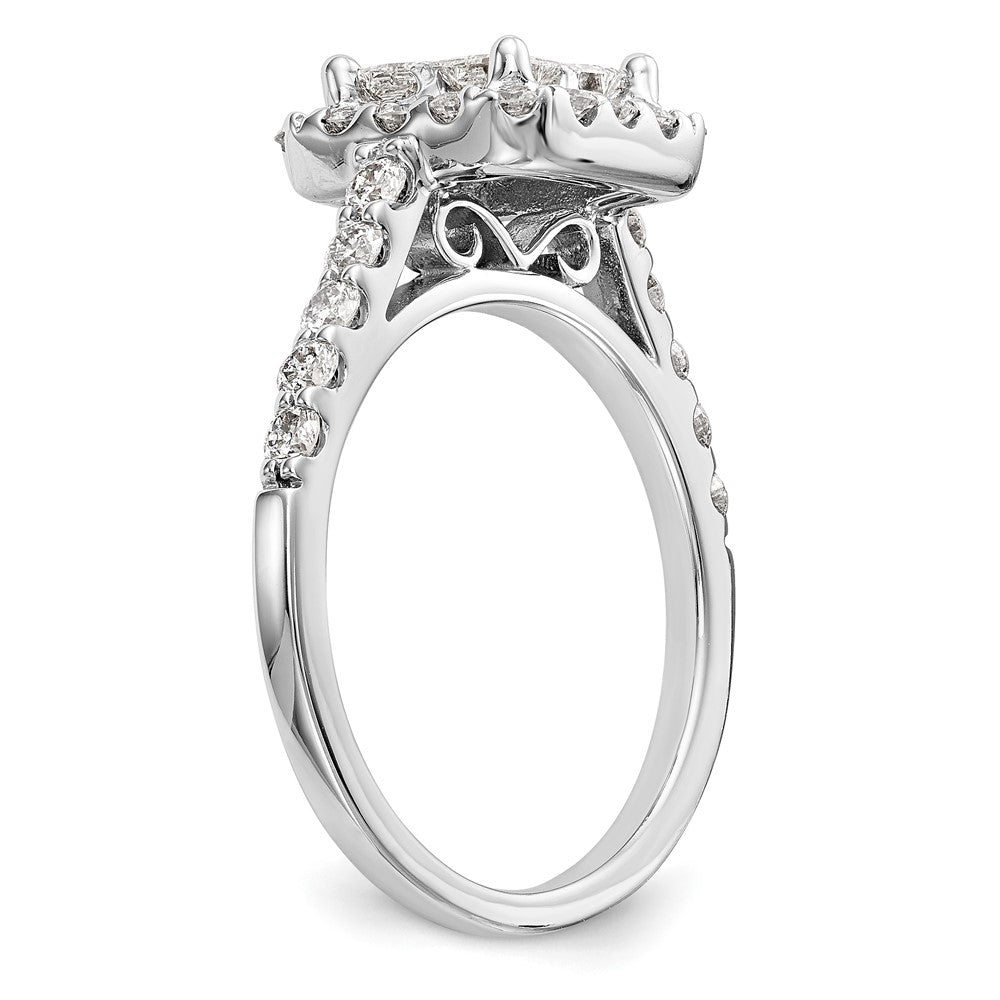 1.50ct. CZ Solid Real 14K White Gold Complete Cluster Engagement Ring