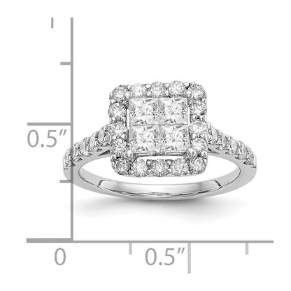 1.50ct. CZ Solid Real 14K White Gold Complete Cluster Engagement Ring