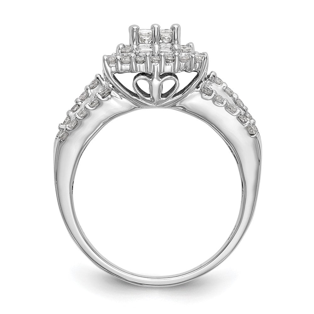 1.50ct. CZ Solid Real 14K White Gold Complete Cluster Engagement Ring