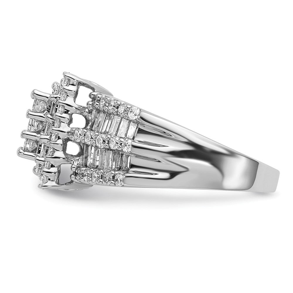 1.50ct. CZ Solid Real 14K White Gold Complete Cluster Engagement Ring