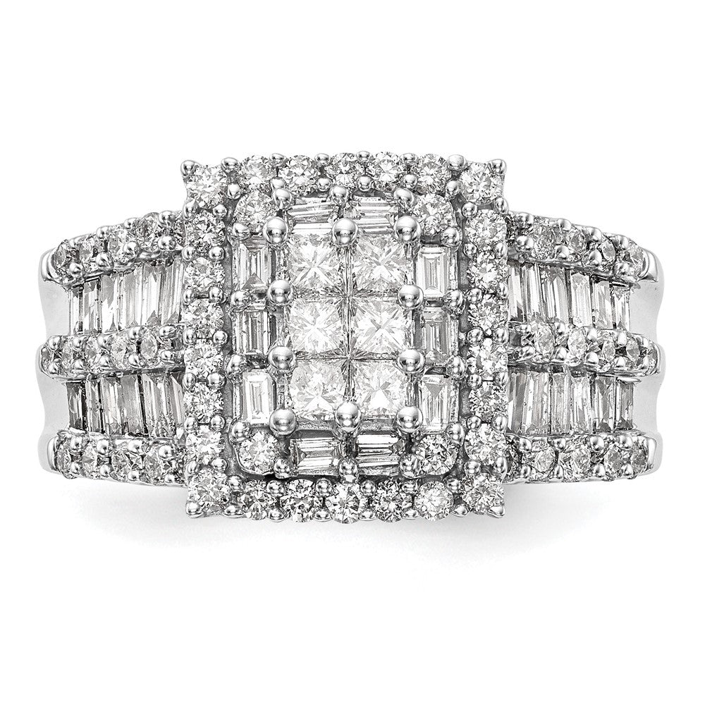 1.50ct. CZ Solid Real 14K White Gold Complete Cluster Engagement Ring