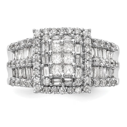 1.50ct. CZ Solid Real 14K White Gold Complete Cluster Engagement Ring