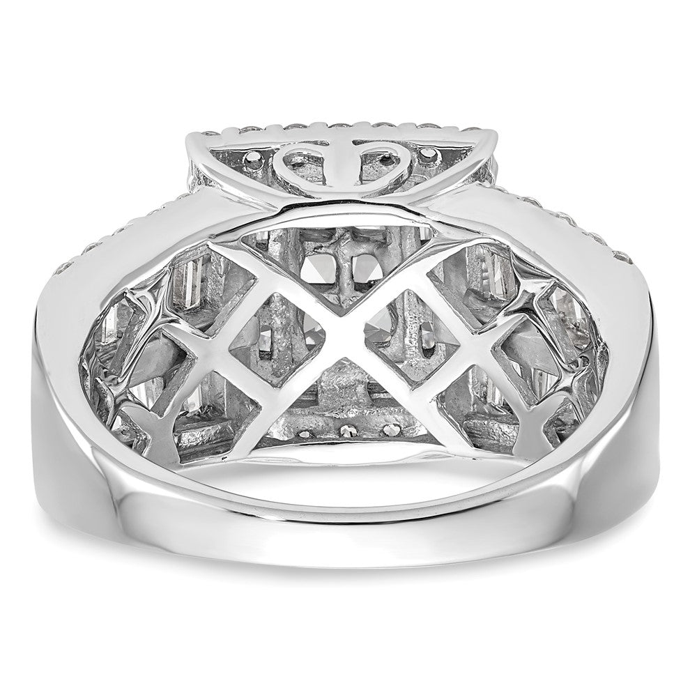 1.50ct. CZ Solid Real 14K White Gold Complete Cluster Engagement Ring