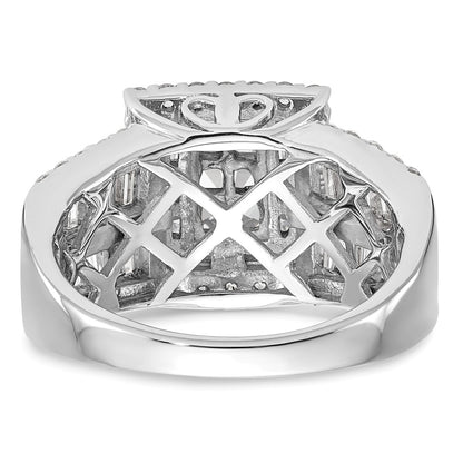 1.50ct. CZ Solid Real 14K White Gold Complete Cluster Engagement Ring