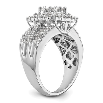 1.50ct. CZ Solid Real 14K White Gold Complete Cluster Engagement Ring