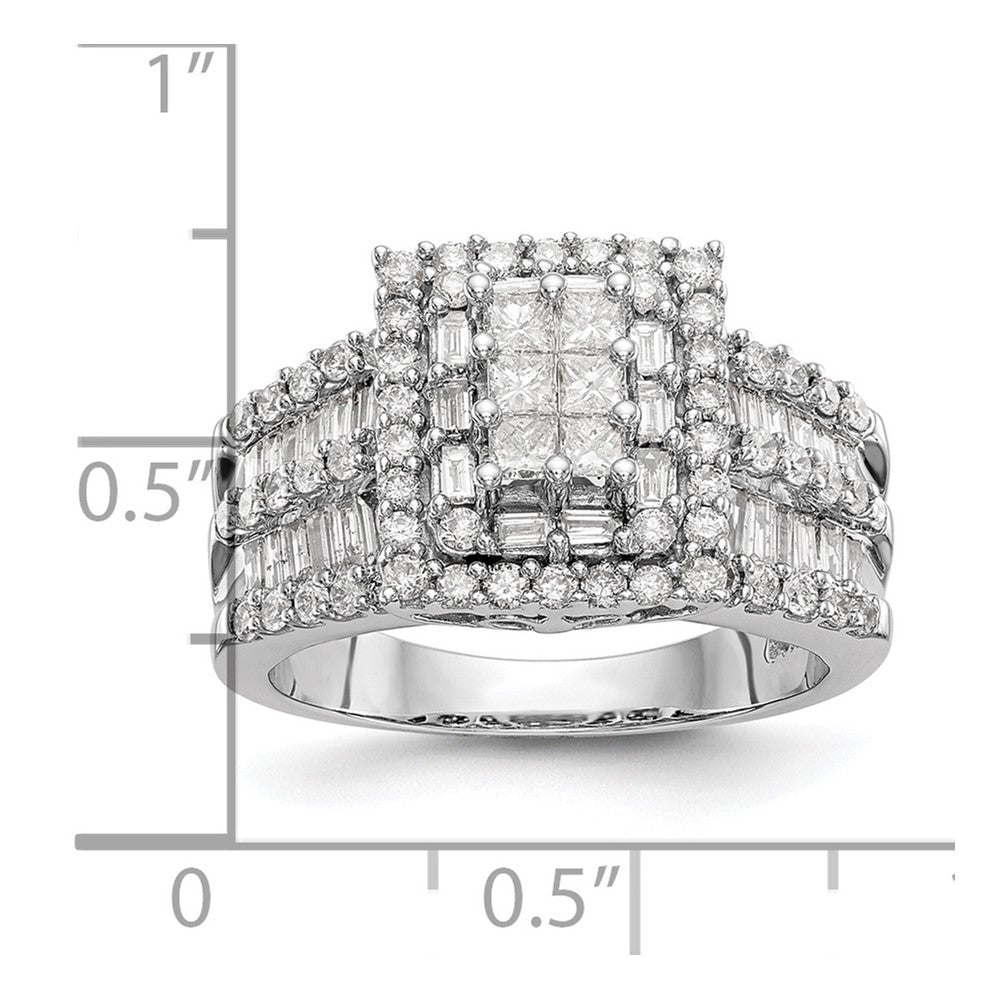 1.50ct. CZ Solid Real 14K White Gold Complete Cluster Engagement Ring