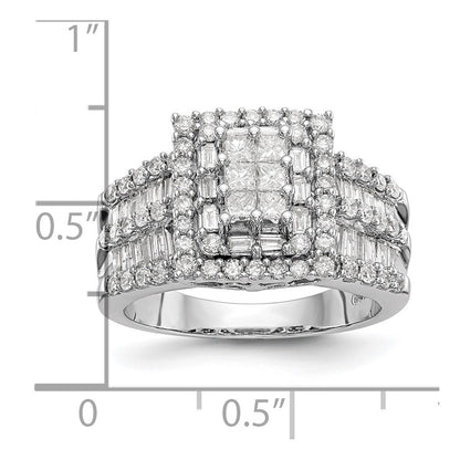 1.50ct. CZ Solid Real 14K White Gold Complete Cluster Engagement Ring