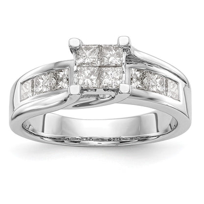 14K White Gold Complete Real Diamond Cluster Engagement Ring