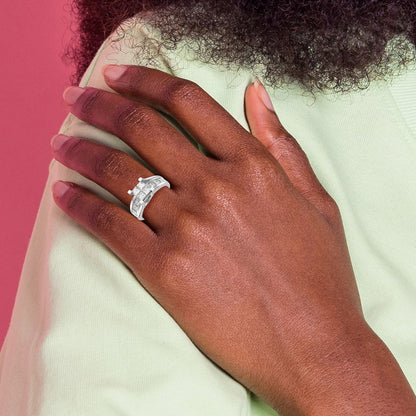 14K White Gold Complete Real Diamond Cluster Engagement Ring