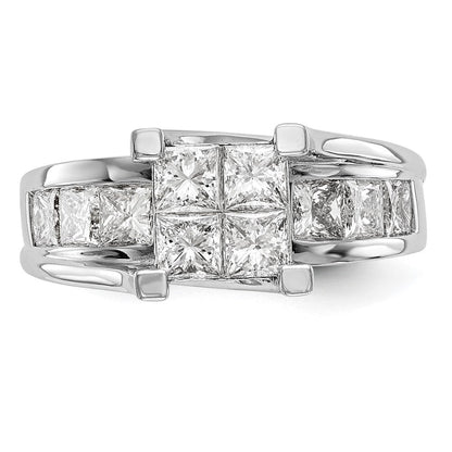 14K White Gold Complete Real Diamond Cluster Engagement Ring