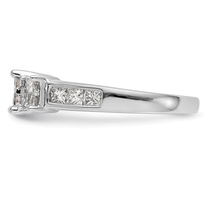 14K White Gold Complete Diamond Cluster Engagement Ring