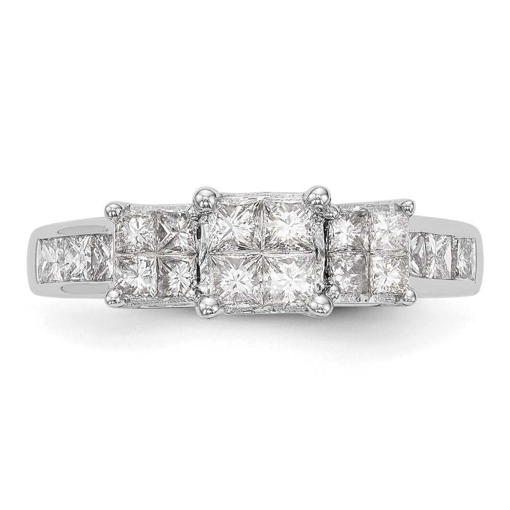 14K White Gold Complete Real Diamond Cluster Engagement Ring