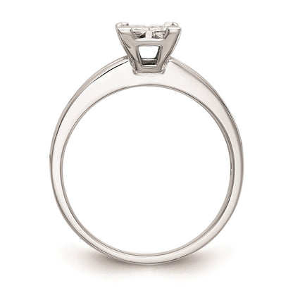 14K White Gold Complete Real Diamond Cluster Engagement Ring