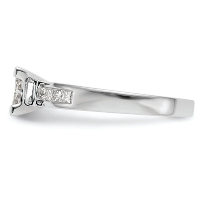 14K White Gold Square Cluster 3/4 Carat Princess Diamond Complete Engagement Ring