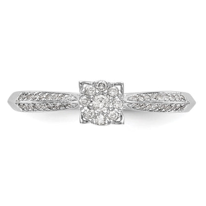 14K White Gold Complete Real Diamond Cluster Engagement Ring