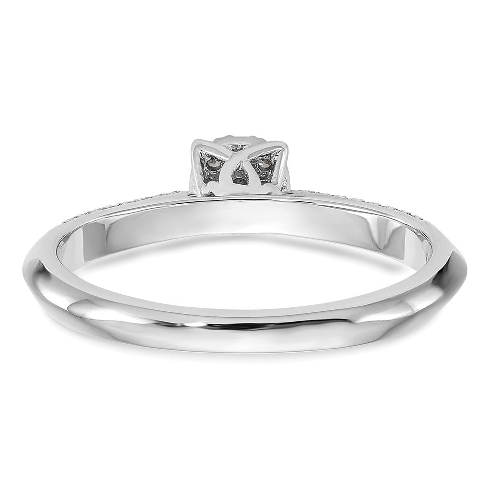 14K White Gold Complete Real Diamond Cluster Engagement Ring