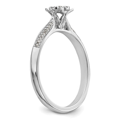 14K White Gold Complete Real Diamond Cluster Engagement Ring