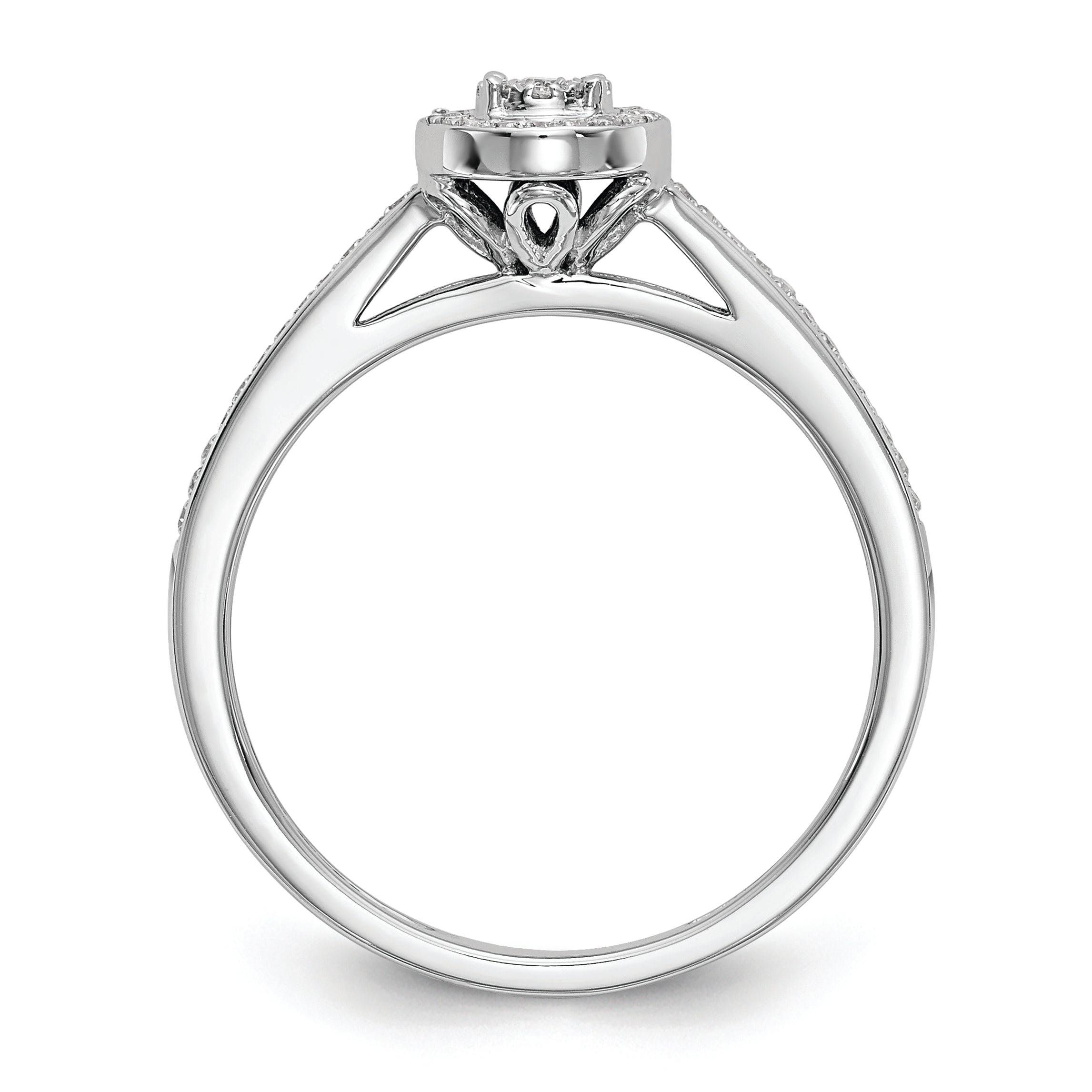 10K White Gold Halo Cluster 1/5 Carat Diamond Complete Engagement Ring