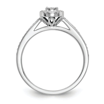 10K White Gold Halo Cluster 1/5 Carat Diamond Complete Engagement Ring