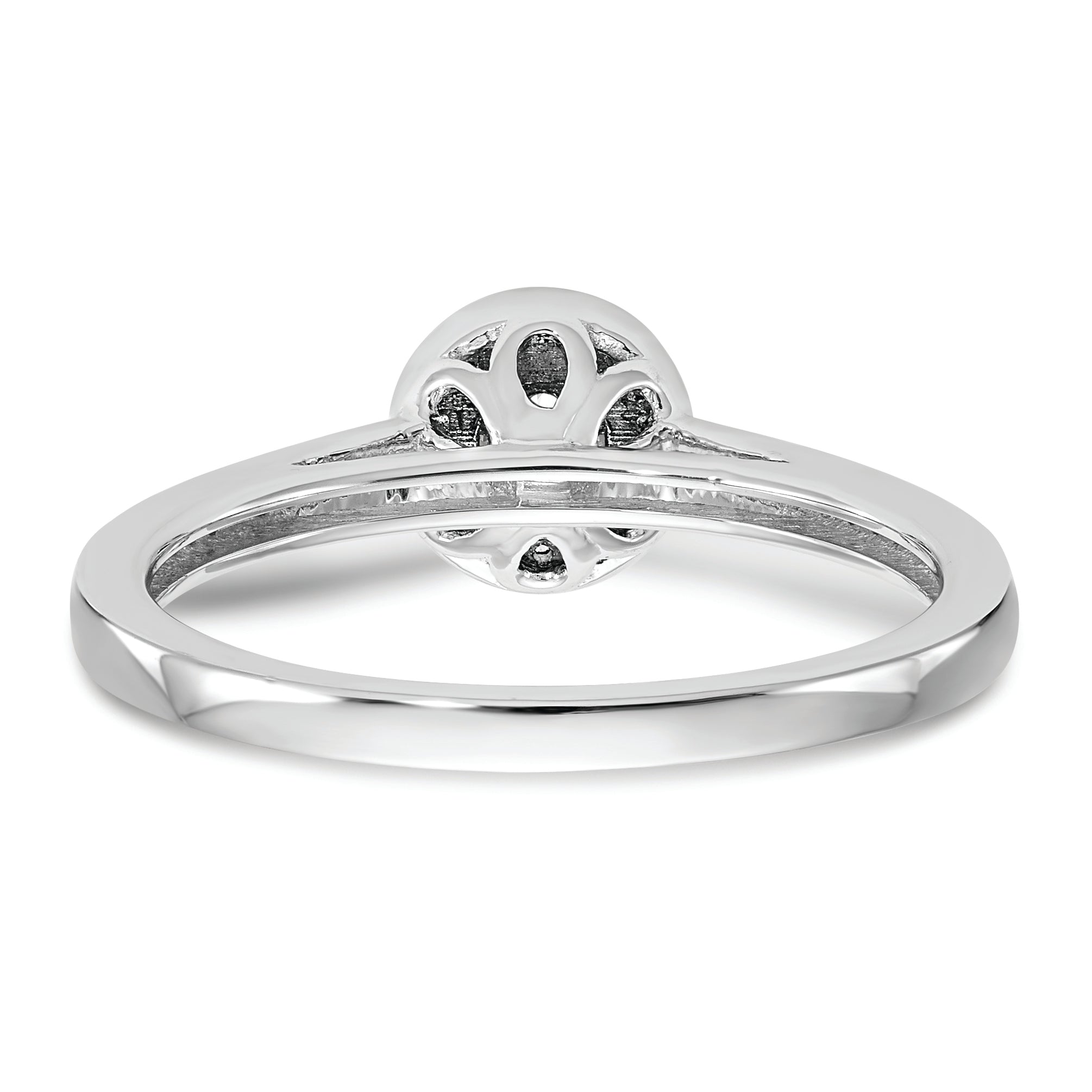 10K White Gold Halo Cluster 1/5 Carat Diamond Complete Engagement Ring