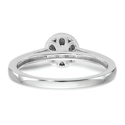10K White Gold Halo Cluster 1/5 Carat Diamond Complete Engagement Ring