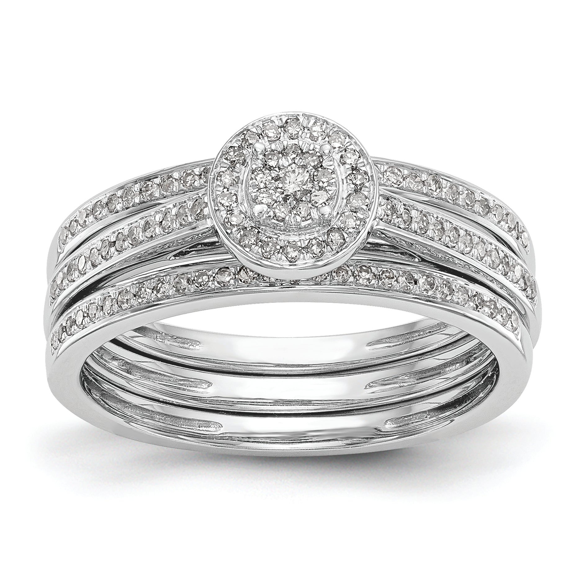 10K White Gold Halo Cluster 1/5 Carat Diamond Complete Engagement Ring