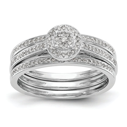10K White Gold Halo Cluster 1/5 Carat Diamond Complete Engagement Ring