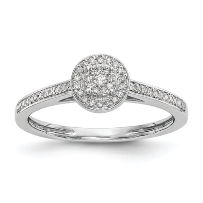 10K White Gold Halo Cluster 1/5 Carat Diamond Complete Engagement Ring