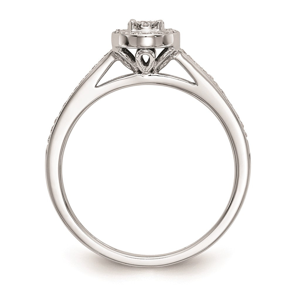 14K White Gold Complete Real Diamond Cluster Engagement Ring