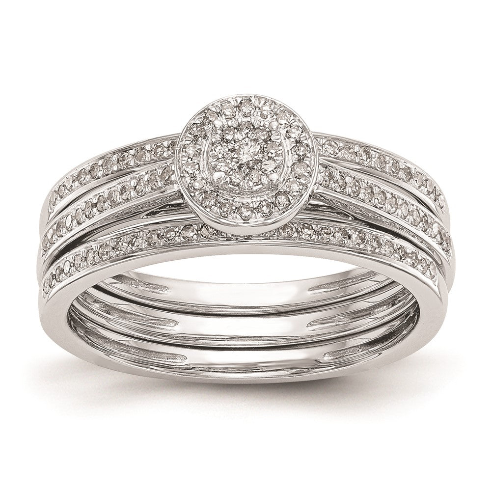 14K White Gold Complete Real Diamond Cluster Engagement Ring